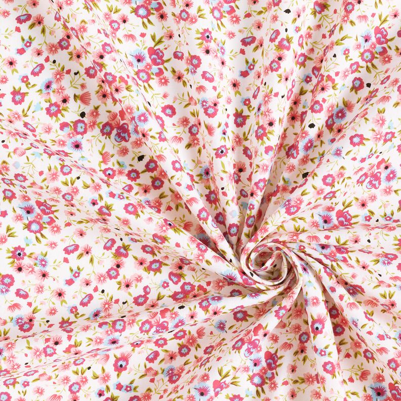 Millefleur cotton poplin – white/pink,  image number 3