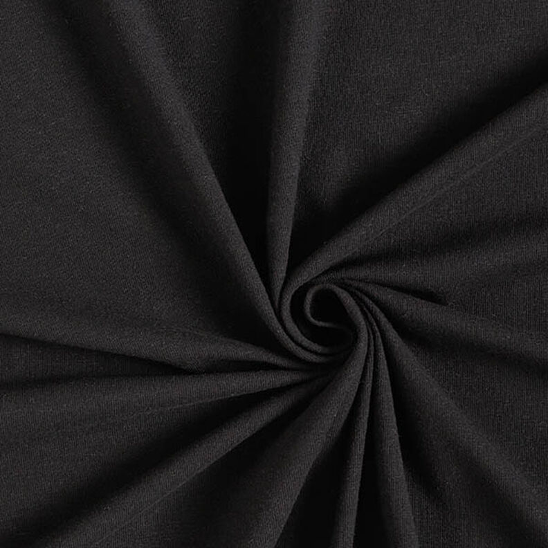 Plain cotton linen blend jersey – black,  image number 1