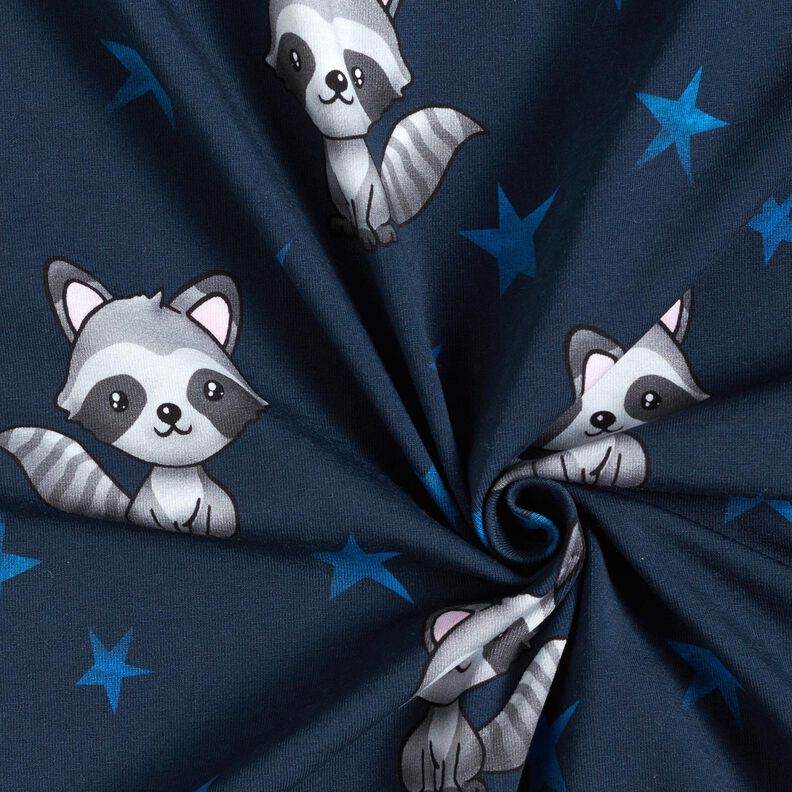 Cotton Jersey Raccoon with stars | Glitzerpüppi – midnight blue/silver,  image number 3