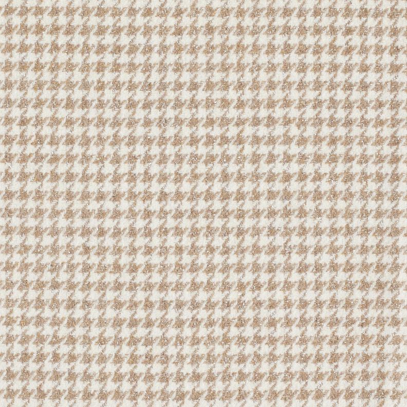 Coat Fabric Wool Blend Glitter houndstooth – mocca/offwhite, image number 1