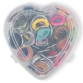 Eyelets with discs, in heart box [14 mm] | Prym – red, 