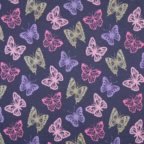 Cotton Jersey Glitter Butterflies – blue-black | Remnant 50cm, 