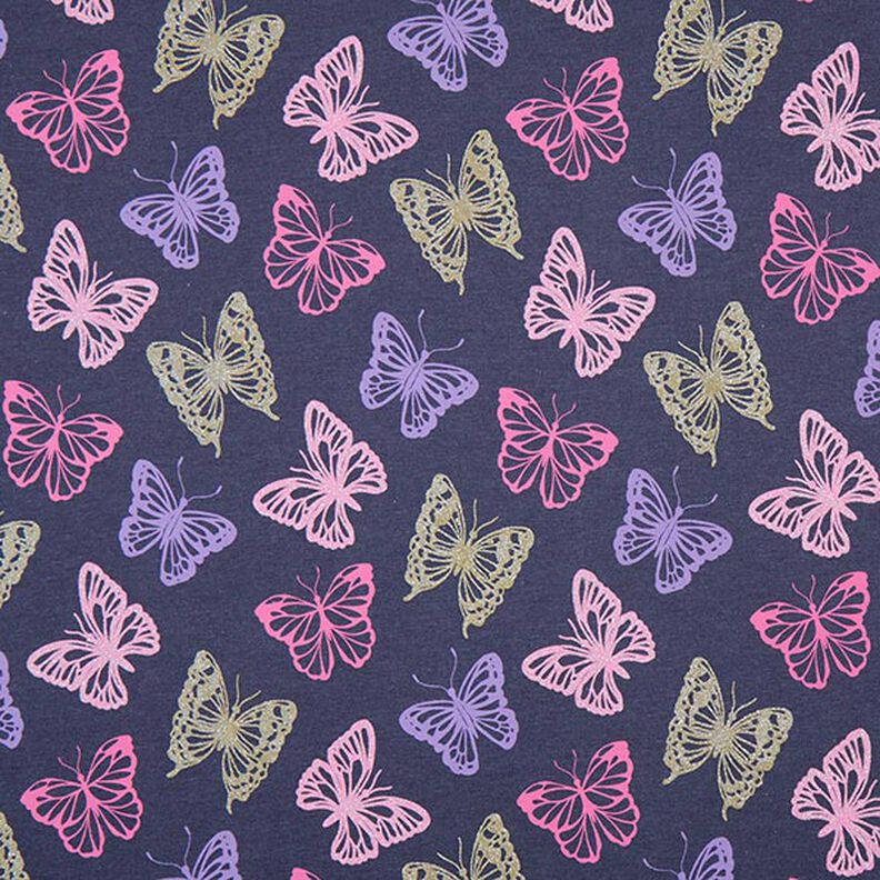 Cotton Jersey Glitter Butterflies – blue-black,  image number 1