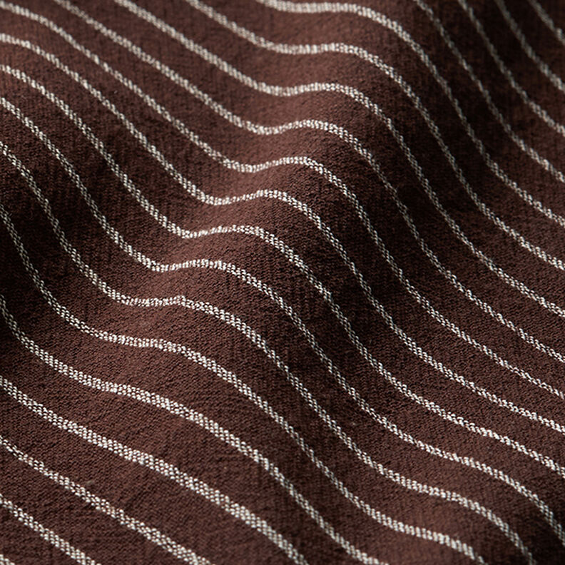 Blouse Fabric Cotton Blend wide Stripes – dark brown/offwhite,  image number 2