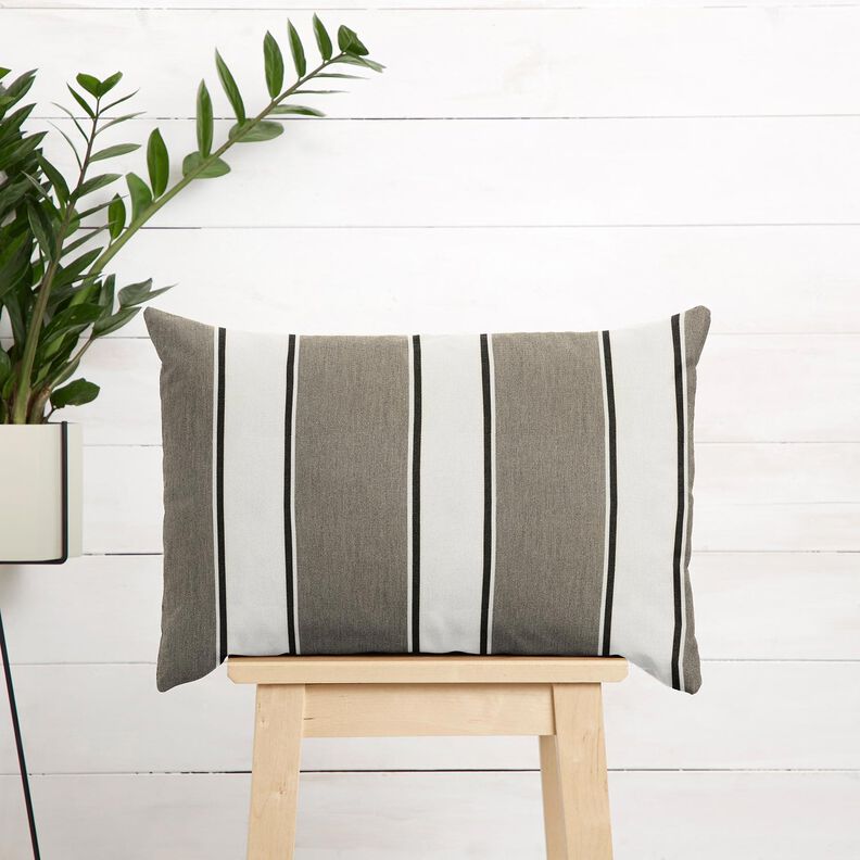 Outdoor Fabric Canvas Mixed stripes – white/grey | Remnant 50cm, image number 7