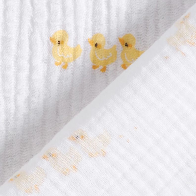 Double Gauze/Muslin cute ducklings – white/gold,  image number 4