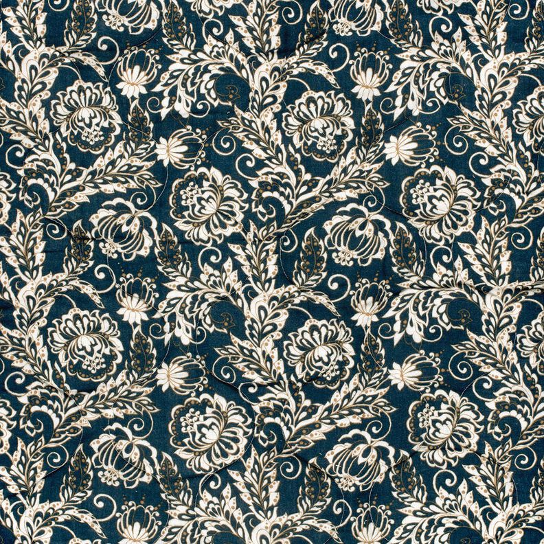 Quilted Fabric Muslin Vines and flowers – brown/midnight blue,  image number 4