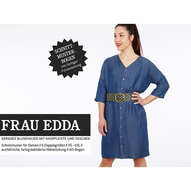 FRAU EDDA Straight-Cut Shirt Dress with Button Placket and Pockets | Studio Schnittreif | XS-XXL,  image number 1