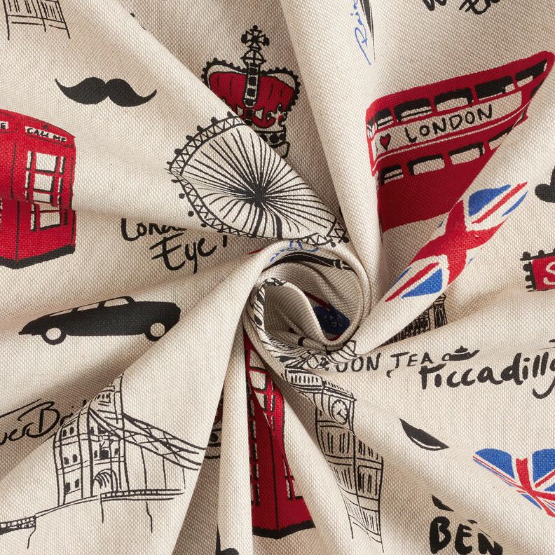 Decor Fabric Half Panama London – natural/red,  image number 3