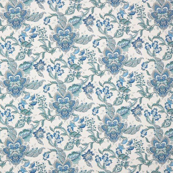 Decorative fabric Canvas Oriental ornamental flowers 280 cm – white/blue,  image number 1