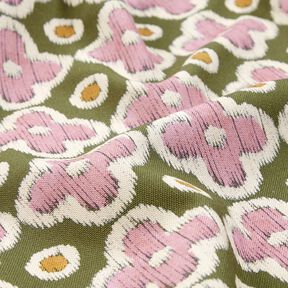 Decor Fabric Canvas Embroidery look – pine/light dusky pink, 