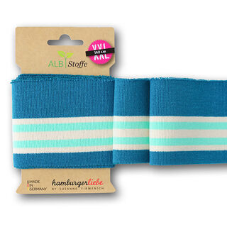 GOTS Knit ribbing CUFF ME COLLEGE [ 140 cm | 7,5 cm ] | Albstoffe – blue/turquoise, 