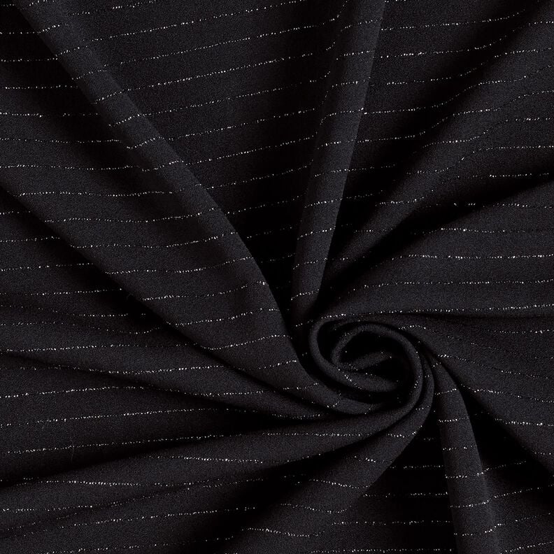 Trouser fabric stretch glitter pinstripe – black/metallic silver, image number 3