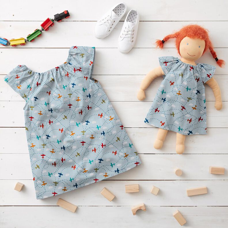 Cotton Poplin Aeroplanes in the sky – light blue,  image number 5