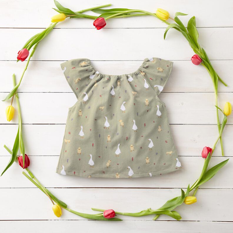 GOTS Cotton Poplin cute geese and chicks | Poppy Fabrics – greige,  image number 5