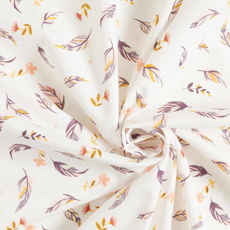 Organic Cotton Poplin feathers and flower branches – ivory,  image number 3