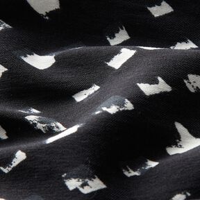 Trouser fabric stretch abstract dots – blue-black/white, 