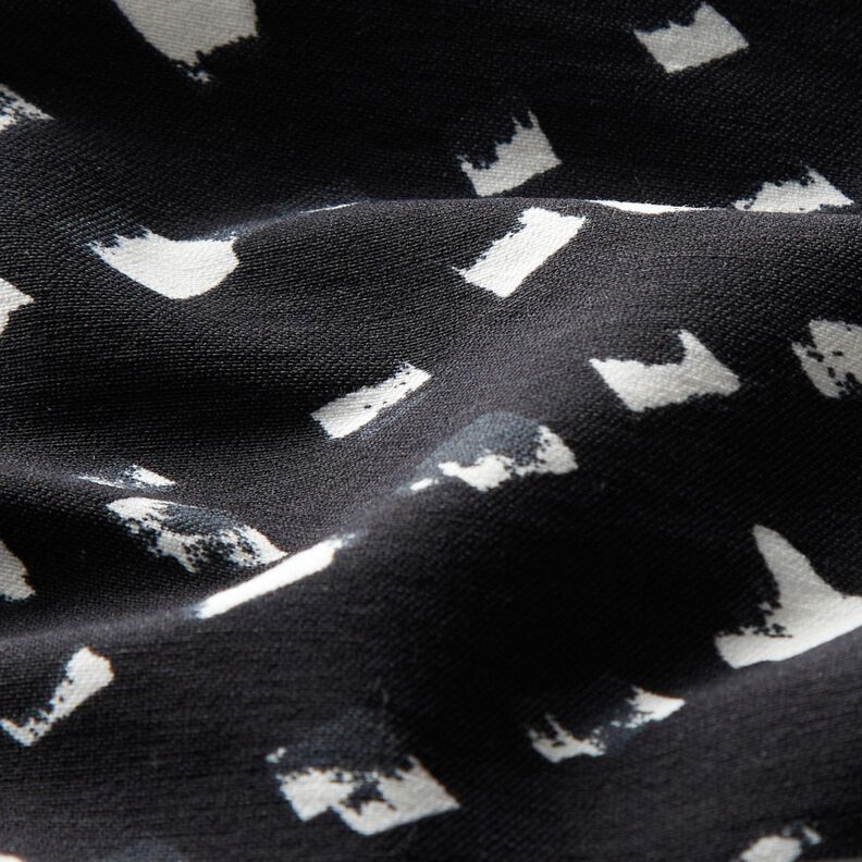 Trouser fabric stretch abstract dots – blue-black/white,  image number 2