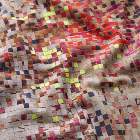 GOTS Cotton Jersey scattered mosaic | TCC x LOOKS by Wolfgang Joop – red/dark beige, 