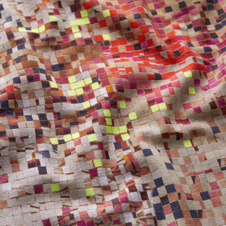 GOTS Cotton Jersey scattered mosaic | TCC x LOOKS by Wolfgang Joop – red/dark beige,  image number 3