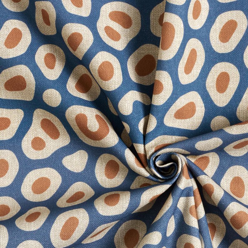 Decor Fabric Half Panama abstract leopard pattern – blue/cashew, image number 3