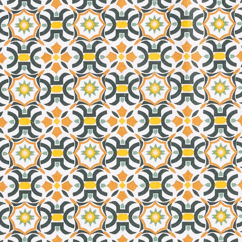 Cotton Cretonne Tile Print – fir green/curry yellow,  image number 1