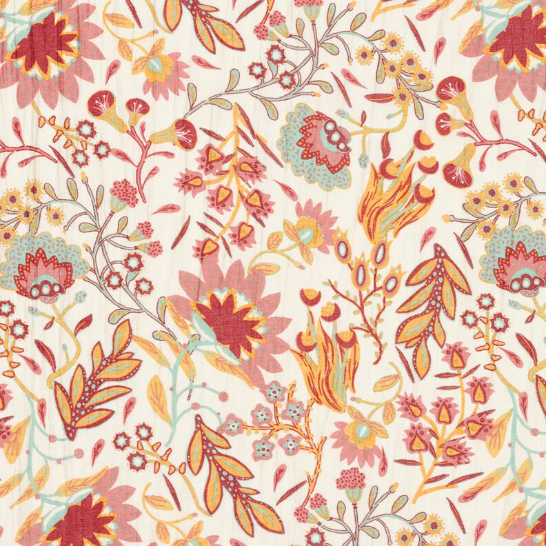 Viscose Blend Retro flowers – ivory/pale berry,  image number 1