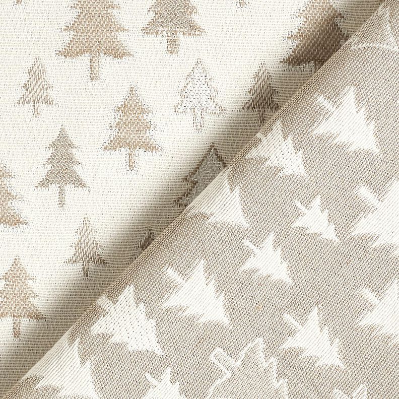 Decor Fabric Jacquard glittering fir trees – beige/silver,  image number 4