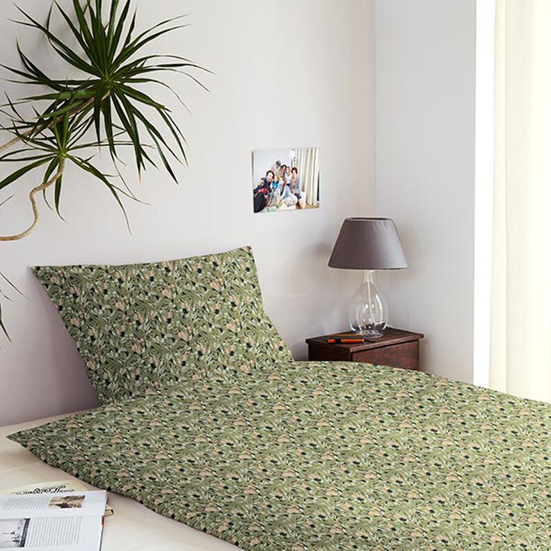 Cotton Cretonne tropical leaves – black/green,  image number 7