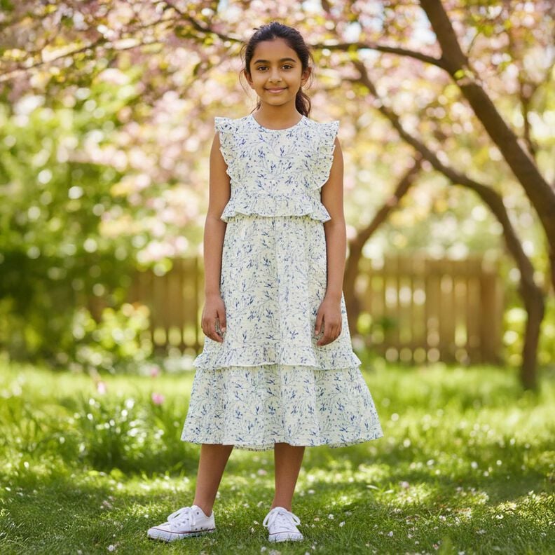 Seersucker delicate berry branches &ndash; offwhite/denim blue,  image number 5