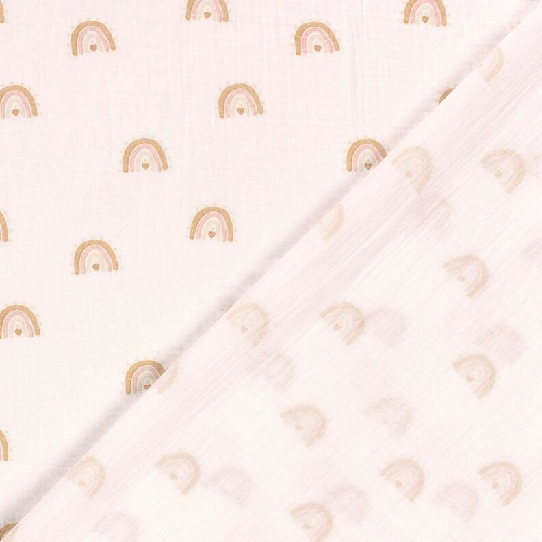 Double Gauze/Muslin Watercolor rainbows Digital Print – ivory, image number 4