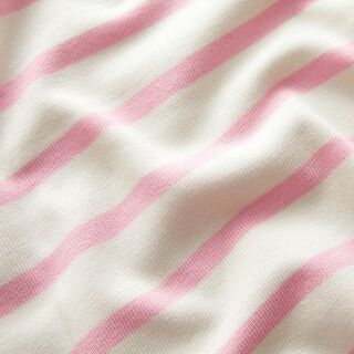 Cotton jersey horizontal stripes – white/pink, 