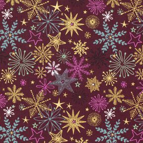 Cotton Poplin Star Mix – burgundy/gold, 