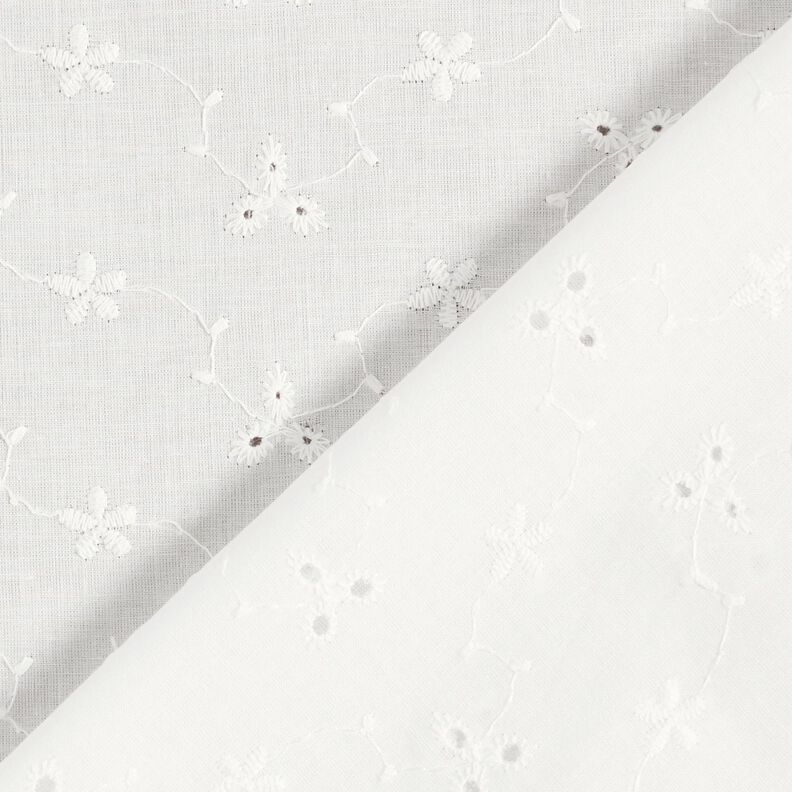 Flowers with tendrils broderie anglaise cotton fabric – white,  image number 4