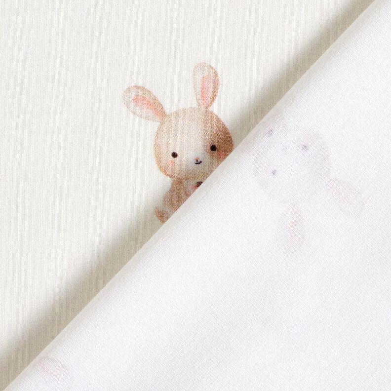 GOTS Cotton Jersey Rabbit with flower Digital Print – ivory, image number 4