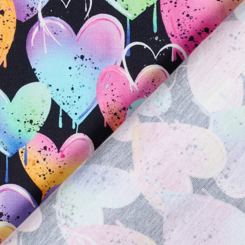 Cotton Jersey colourful hearts | Glitzerpüppi – black,  image number 4