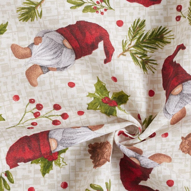 Decor Fabric Canvas Gnome with hat – light beige/dark red,  image number 3