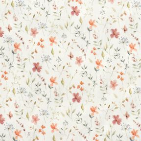 Ribbed Jersey colourful floral meadow Digital Print – white, 
