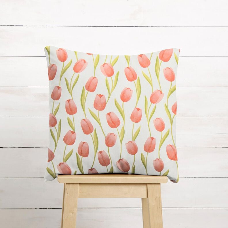 Decor Fabric Half Panama Tulips – ivory/lobster, image number 8