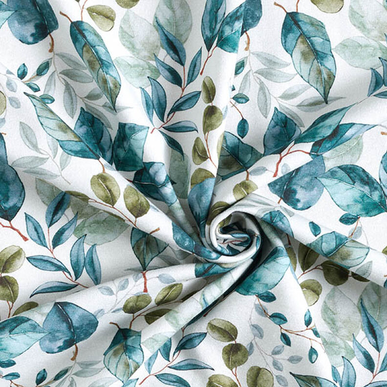 Cotton Jersey Eucalyptus Leaves Digital Print – offwhite,  image number 3