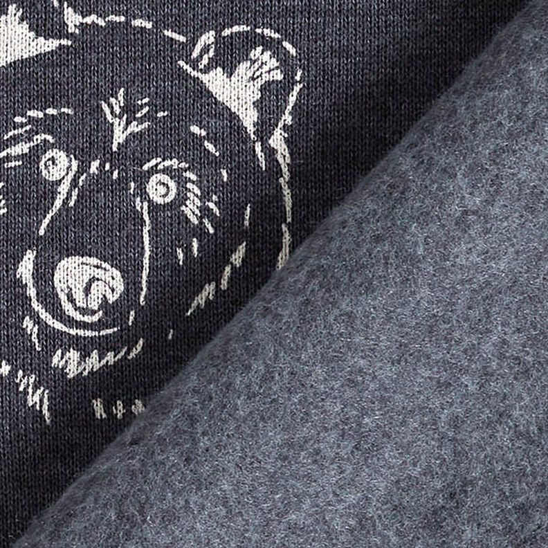 Brushed Sweatshirt Fabric Bear – midnight blue/light grey,  image number 4