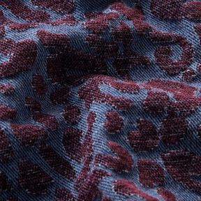 Trouser fabric denim look leopard print – aubergine/denim blue, 