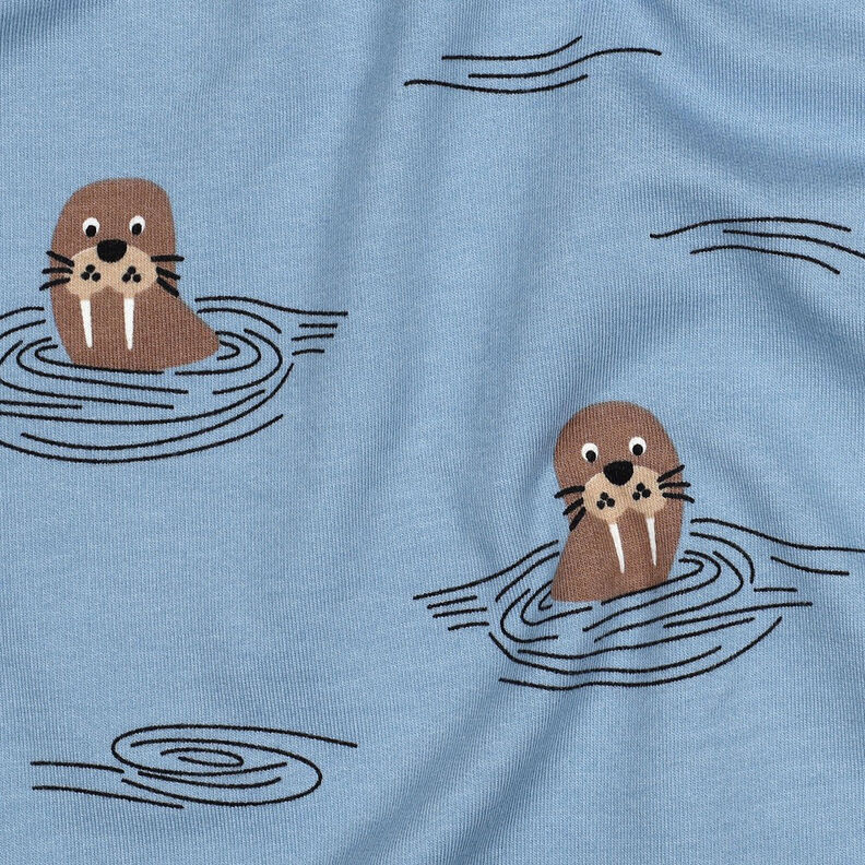 Brushed Sweatshirt Fabric Walruses | by Poppy – light wash denim blue, image number 2