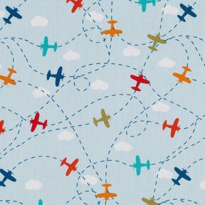 Cotton Poplin Aeroplanes in the sky – light blue, 