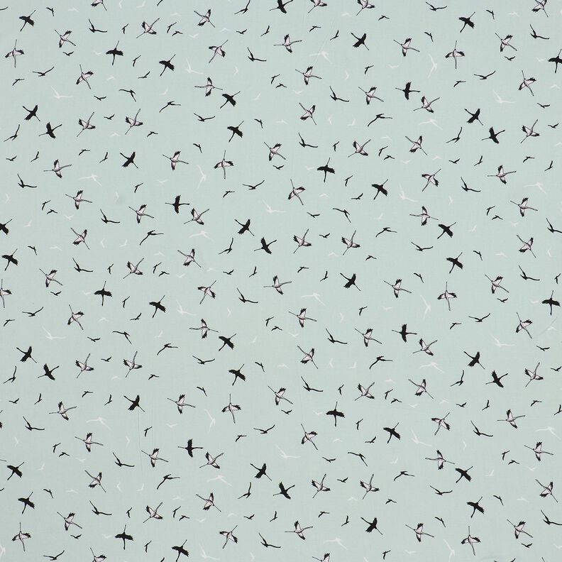 Cranes bamboo fabric – pale mint,  image number 1