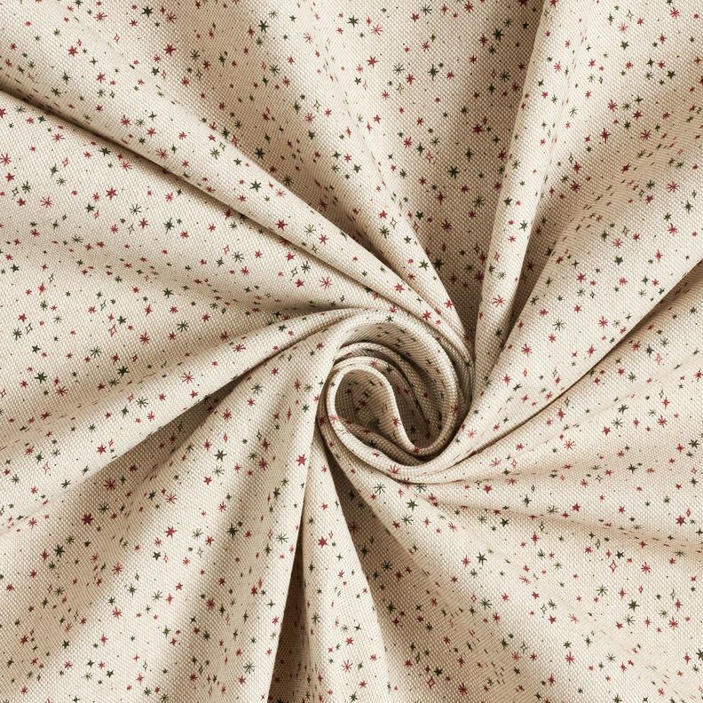 Decor Fabric Half Panama Festive Stars – natural/carmine, image number 3