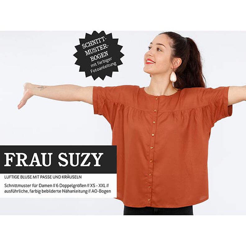 FRAU SUZY - loose short-sleeved blouse with ruffles, Studio Schnittreif  | XS -  XXL,  image number 1