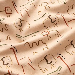 Brushed Sweatshirt Fabric abstract savanna animals – cashew, 