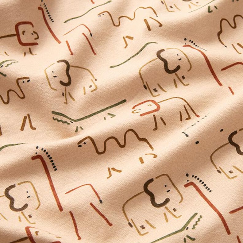 Brushed Sweatshirt Fabric abstract savanna animals – cashew,  image number 2