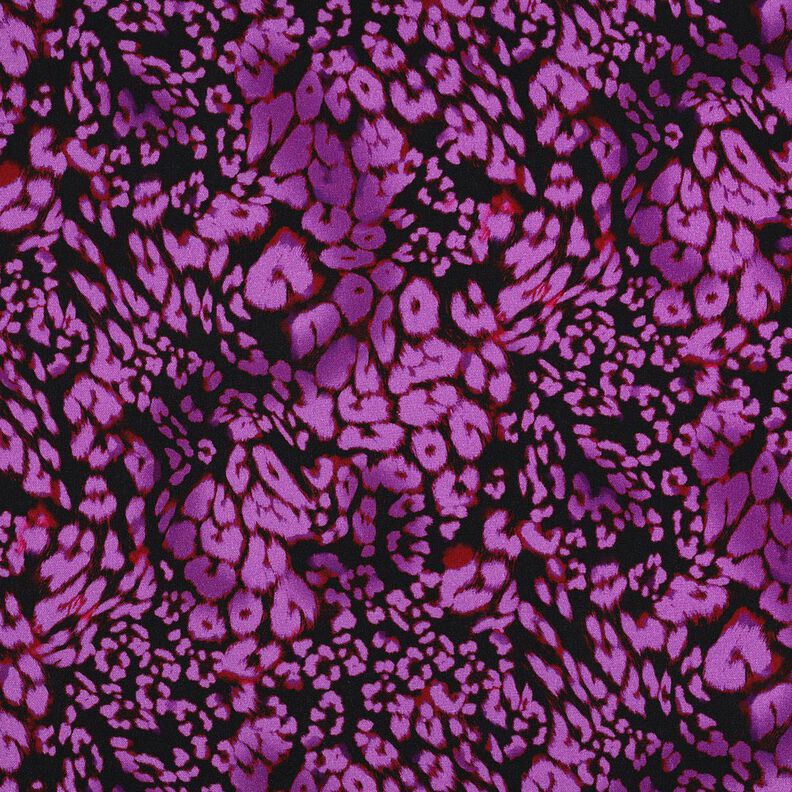 Stretch viscose digital leopard print – black/red lilac,  image number 1